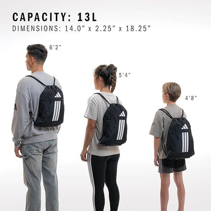 adidas Alliance Sackpack, Drawstring Backpack, Lightweight Small Gym Bag for Women and Men, Chalky Brown/Gunmetal, One Size