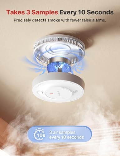 X-Sense Smoke Alarm, 10-Year Battery Fire Alarm Smoke Detector with LED Indicator & Silence Button, SD2J0AX, 3-Pack