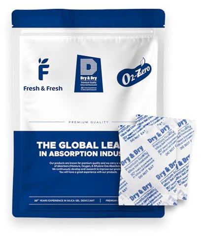 Dry & Dry 20 Gram [50 Packets] Silica Gel Packets Desiccants, Silica Packets - Rechargeable Silica Gel Packs, Silica Gel Packets, Desiccants Packets, Silica Gel