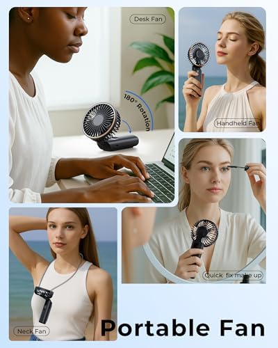 Portable Handheld Fan, 4000mAh, 180 Adjustable, 6 Speed Wind, Display Electricity in Real Time, USB Rechargeable Foldable Personal Fan