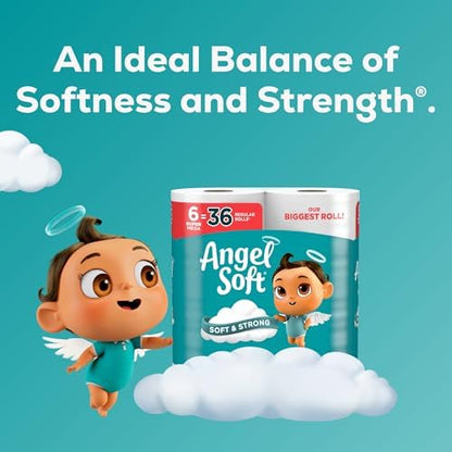 Angel Soft Toilet Paper, 24 Super Mega Rolls = 144 Regular Rolls, Soft and Strong Toilet Tissue