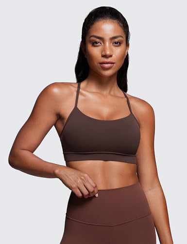 CRZ YOGA Butterluxe Womens Y Back Sports Bra - Padded Racerback Low Impact Spaghetti Thin Strap Workout Yoga Top