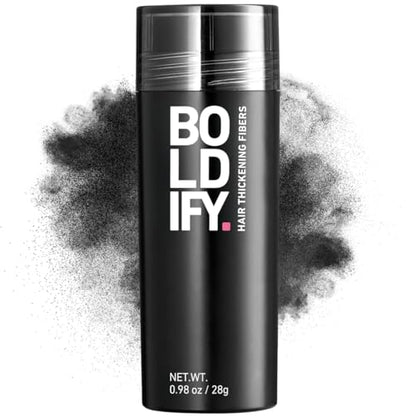 BOLDIFY Hair Fibers (28g) - Fill In Thinning and Fine Hair for an Instantly Fuller, Thicker Look - 14 Shades for Women & Men - Black