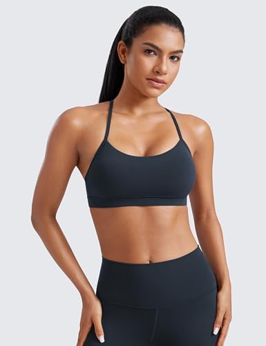 CRZ YOGA Butterluxe Womens Y Back Sports Bra - Padded Racerback Low Impact Spaghetti Thin Strap Workout Yoga Top