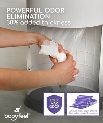 Babyfeel Refills Compatible with DEKOR CLASSIC Diaper Pails | 4 Pack | Exclusive 30% Extra Thickness | Diaper Pail Refills with Powerful Odor Elimination | Powder Scent | Holds up to 1980 Diapers