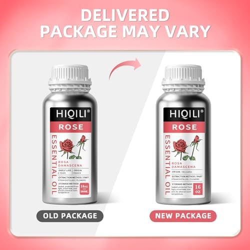 HIQILI Rose Essential Oil for Diffuser, Soap, Perfume & Candle Making - 16 Fl Oz