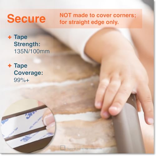 Roving Cove HeftyFit Edge Protector for Baby Proofing (12ft Large Edge Only), Heavy-Duty Soft Furniture Edge Bumper Guards, Desk Edge Cushion, Wall Corner Covers, 3M Adhesive, Oyster White (Off White)