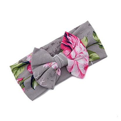 Galabloomer Newborn Receiving Blanket Headband Set Baby Flower Rose Swaddle with Big Bow (Gray)