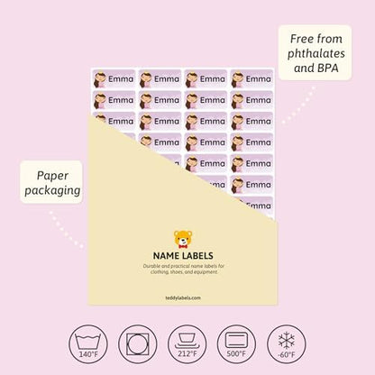 – Personalized Name Labels for Kids (120) – Waterproof & Durable Stickers for Clothing, School & Daycare Items - Fairytale
