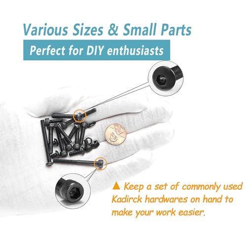 Kadrick Metric Screws Assortment,1400 Pcs M4 Screws Nuts Washers Assortment M4x6MM-40MM, Hex Socket Button & Cap Head M4 Machine Bolts Kit, 12.9 & 10.9 Grade Black Alloy Steel for 3D Printing