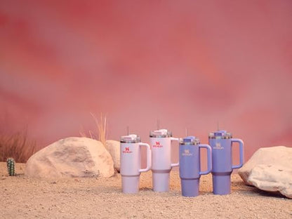 Stanley Quencher H2.0 Tumbler with Handle and Straw 40 oz | Flowstate 3-Position Lid | Cup Holder Compatible for Travel | Insulated Stainless Steel Cup | BPA-Free | Periwinkle Shimmer