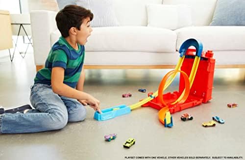 Hot Wheels Track Builder Unlimited Playset Fuel Can Stunt Box, 14 Component Parts & 1:64 Scale Toy Car | Hot Wheels Set of 10 1:64 Scale Toy Trucks and Cars