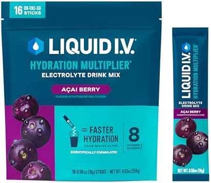 Liquid I.V.® Hydration Multiplier - Acai Berry | Electrolyte Powder Drink Mix | 1 Pack (16 Servings)