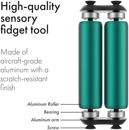 ONO Roller - Handheld Fidget Toy for Adults | Help Relieve Stress, Anxiety, Tension | Promotes Focus, Clarity | Compact, Portable Design (Junior Size/Aluminum, Teal)