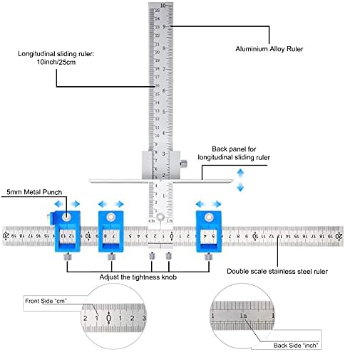 Cabinet Hardware Jig, King&Charles Metal Cabinet Handle Jig with Automatic Center Punch, Perfect Set - Avoid Jitter Caused by Direct Drilling, Use for Handles and Pulls on Drawers/Doors.
