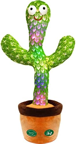 [Update Volume Adjustable] Talking Cactus Toy Mimics Back, Gift Package Repeat Talking Cactus Plush Toys - Talking Sing+Repeat+Dancing+Recording+Rainbow Led Cactus Toy(15 Second Recording)