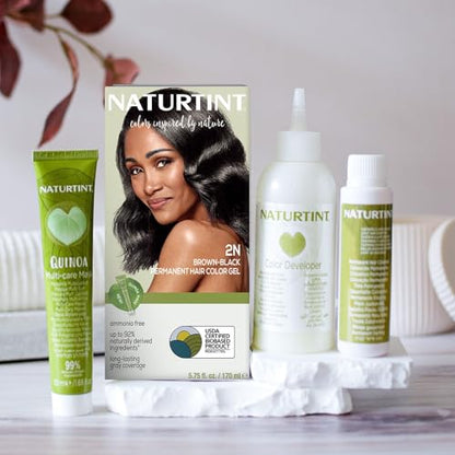 Naturtint 2N Brown Black Permanent Hair Color (Pack of 6), Ammonia Free, Vegan, Cruelty Free, up to 100% Gray Coverage, Long Lasting Results (Packaging may vary)