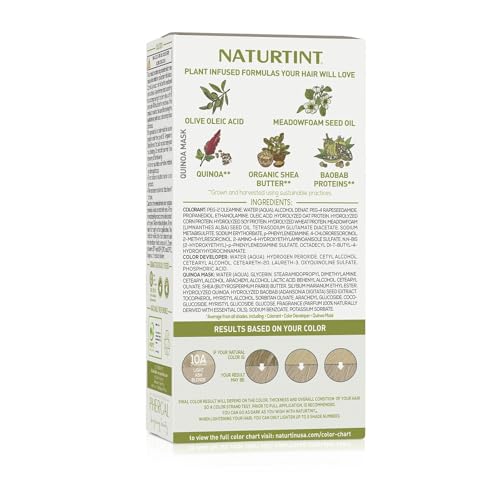 Naturtint 10A Light Ash Blonde Permanent Hair Color (Pack of 6), Ammonia Free, Vegan, Cruelty Free, up to 100% Gray Coverage, Long Lasting Results (Packaging may vary)