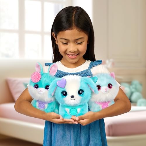 SCRUFFALUVS Pet Scruffs Blue - Mystery Plush Toy, 7.5" Tall - Wash to Reveal 1 of 3 Rescue Pets: Puppy, Bunny, or Kitty - Includes 8.7" Deluxe Pet Carrier - Styles May Vary