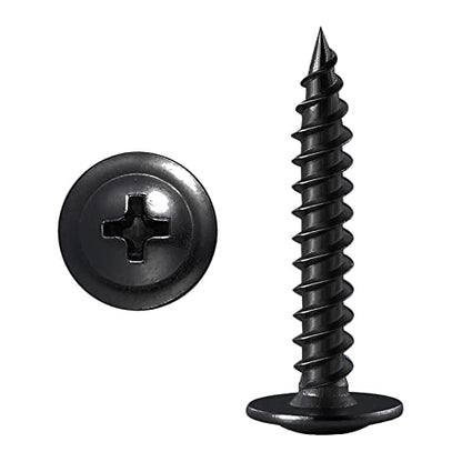 (200 pcs) Wensilon #10×1-1/4" Black Phillips Truss Head Wood Screws Quick Metal Self Tapping