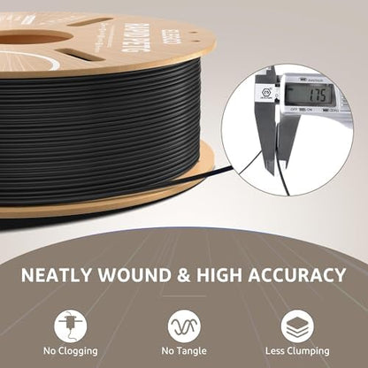 ELEGOO Rapid PETG Filament 1.75mm Black 2KG, High Speed 30-600mm/s 3D Printer Filament Dimensional Accuracy +/- 0.02 mm, 1kg Cardboard Spool(2.2lbs) Fits for Most FDM 3D Printers