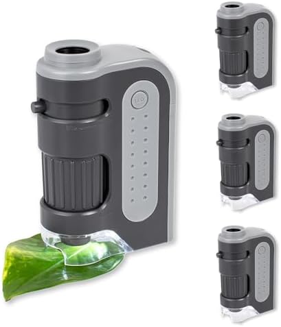 Carson MicroBrite Plus 60x-120x Power LED Lighted Pocket Microscope - Set of 4 (MM-300MU),Black/Grey