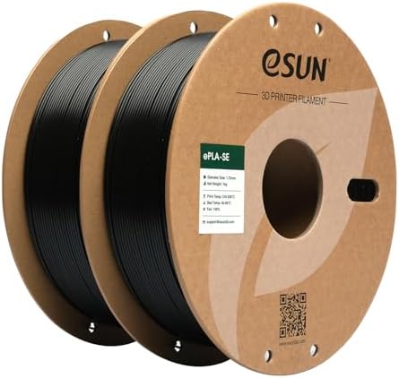 eSUN PLA Basic Filament 1.75mm, 3D Printer Filament High Speed PLA for Fast Printing, 1KG per Spool, 2 Spools High Speed 3D Printing Filament, Black