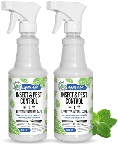 Mighty Mint Peppermint Oil Insect Repellent Spray – Natural Indoor & Outdoor Bug Control for Spiders, Ants, Roaches, and More – Plant-Based, Extra-Strong Formula - 16 oz (Pack of 2)