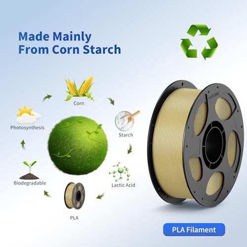 ANYCUBIC PLA 3D Printer Filament, 3D Printing PLA Filament 1.75mm Dimensional Accuracy +/- 0.02mm, 1KG Reusable Spool (2.2 lbs), Beige