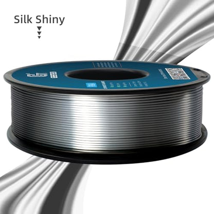 Geeetech Silk PLA Filament 1.75mm for 3D Printer, Metal-Like Shiny Consumable 1kg (2.2lbs) 1 Spool, Dimensional Accuracy +/- 0.02 mm,Metallic Silver