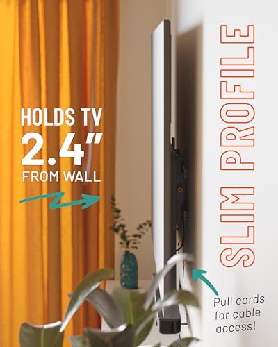 ECHOGEAR Wall Mount TV Bracket for TVs Up to 90" - Low Profile Design Tilts to Eliminate Glare - Includes Drilling Template & Can Be Leveled After Install - UL Listed for Safety