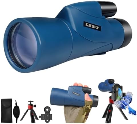 Gosky Monoculars Telescope, 12x55 HD Monocular for Adult with BAK4 Prism & FMC Lens, Lightweight Monocular with Smartphone Adapter Suitable for Bird Watching Hunting (Blue)