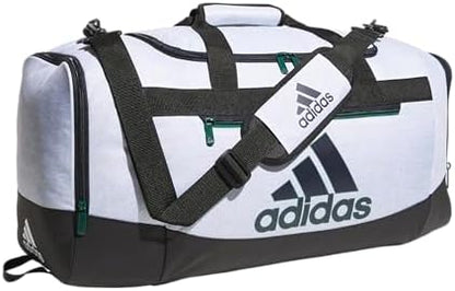 adidas Unisex Defender 4.0 Gym Duffel Bag for Men and Women, Jersey White/Legend Ink Blue/Black, Medium (66L)