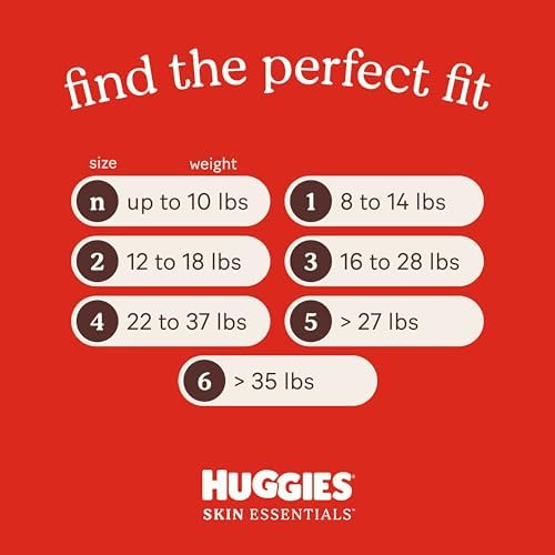Huggies Size 4 Diapers, Skin Essentials Baby Diapers, Size 4 (22-37 lbs), 150 Count (6 Packs of 25), Packaging May Vary