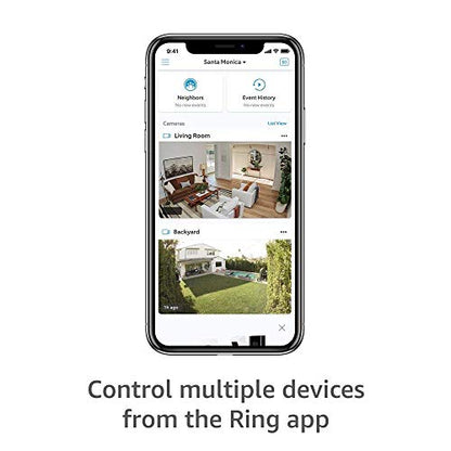 Like-New Ring Stick Up Cam Battery HD security camera with custom privacy controls, Simple setup, Works with Alexa - White