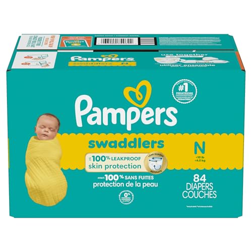 Pampers Baby Diapers - Swaddlers - Size 0, 84 Count, Ultra Absorbent Disposable Newborn Diaper