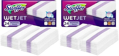 Swiffer WetJet Hardwood Floor Cleaner Spray Mop Pad Refill, Multi Surface, 24 Count (Pack of 2)