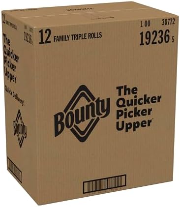 Bounty Quick-Size Paper Towels, White, 12 Family Triple Rolls = 40 Regular Rolls