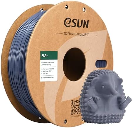 eSUN PLA+ Filament 1.75mm, 3D Printer Filament PLA Plus, Dimensional Accuracy +/- 0.03mm, 1KG Spool (2.2 LBS) 3D Printing Filament for 3D Printers, Grey