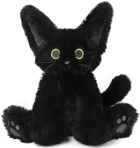 Cuckool Black Cat Stuffed Animals, Microwavable Stuffed Animals Heating Pad for Cramps, Pain Stress Relief, Heatable & Coolable Lavender Scented Cat Plush Toys for Anxiety, Women & Kids Bedtime