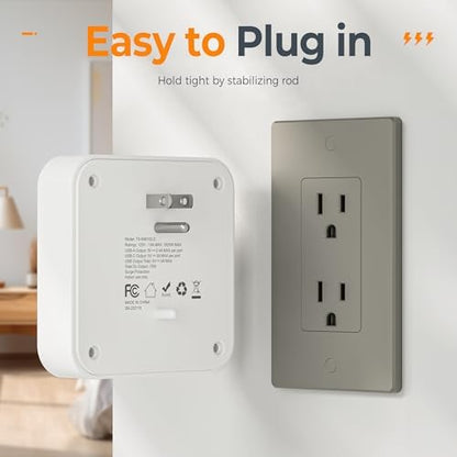 Multi Plug Outlet Extender, TESSAN Surge Protector Splitter with 3 USB (1 USB C Port) Wall Charger, Multiple Expander for Travel, Home, College Dorm Room