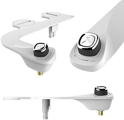 Bio Bidet SlimEdge Simple Bidet Toilet Attachment in White with Dual Nozzle, Fresh Water Spray, Non Electric, Easy to Install, Brass Inlet and Internal Valve