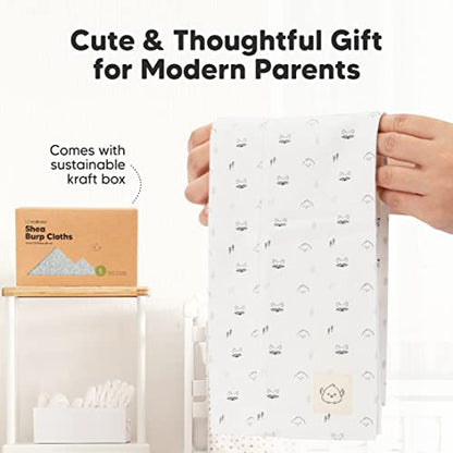 Organic Burp Cloths Baby Boy, Girl - 6-Pack Large Cotton Burping Cloths for Babies, Spit Up Rags, Super Absorbent, Ultra Soft Newborn Rag, Gender Neutral, Machine Washable, Durable (Neutrals)