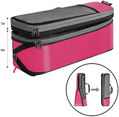 BAGAIL 4 Set/6 Set/8 Set Compression Packing Cubes Travel Accessories Expandable Packing Organizers (Half Mesh, 6-Fuchsia)