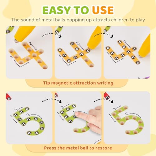 GAMENOTE Magnetic Number Tracing Board, 2 in 1 Double Sided Numbers 1-20 Writing Board for Toddlers & Kids, Preschool Handwriting Learning Toys, Educational Math Manipulatives