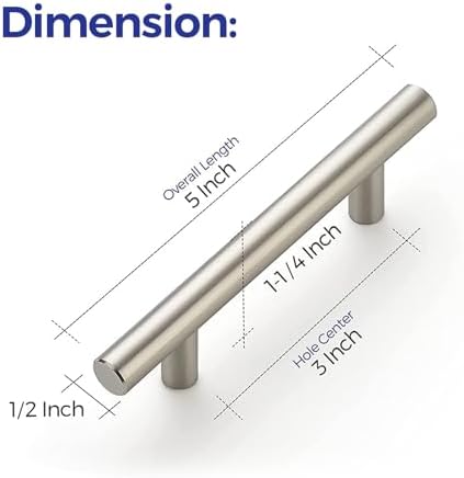 Ravinte 30 Pack 5'' Cabinet Pulls Brushed Nickel Stainless Steel Kitchen Drawer Pulls Cabinet Handles 3" Hole Center