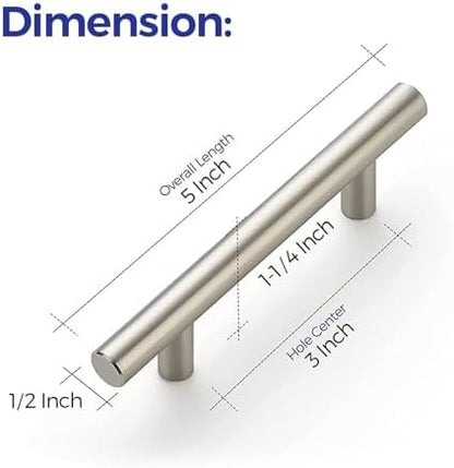 Ravinte 30 Pack 5'' Cabinet Pulls Brushed Nickel Stainless Steel Kitchen Drawer Pulls Cabinet Handles 3" Hole Center