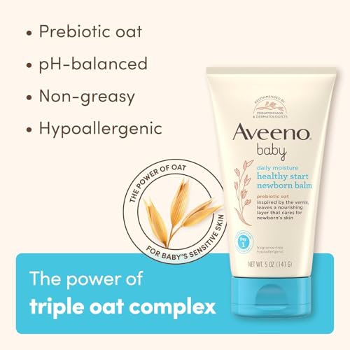 Bundle of Aveeno Baby Healthy Start Newborn Wash, Hypoallergenic Baby Body Wash with Prebiotic Oat, Fragrance-Free, 8 fl. oz + Newborn Balm, Baby Skin Balm with Prebiotic Oat , Fragrance-Free, 5 oz