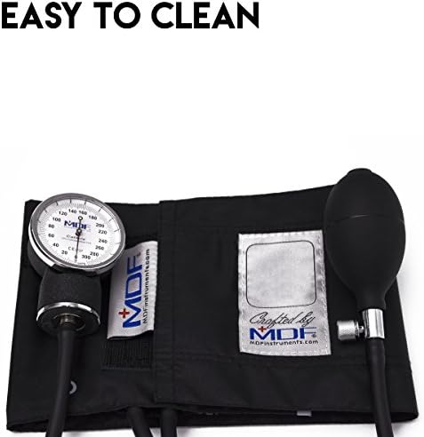 MDF Instruments, Calibra Aneroid Premium Professional Sphygmomanometer, Blood Pressure Monitor with Adult Cuff & Carrying Case, Lifetime Calibration, White Dial, Black Cuff, MDF808M11