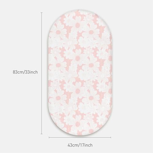 Gllquen Baby Muslin Bassinet Sheets 3 Pack, Breathable Elastic Cozy Fitted Cotton Bassinet Mattress Sheet for Baby Boy Girls, Fit for Hourglass Oval Rectangular Cradle Pad Sheets 33"x17" (Pink)